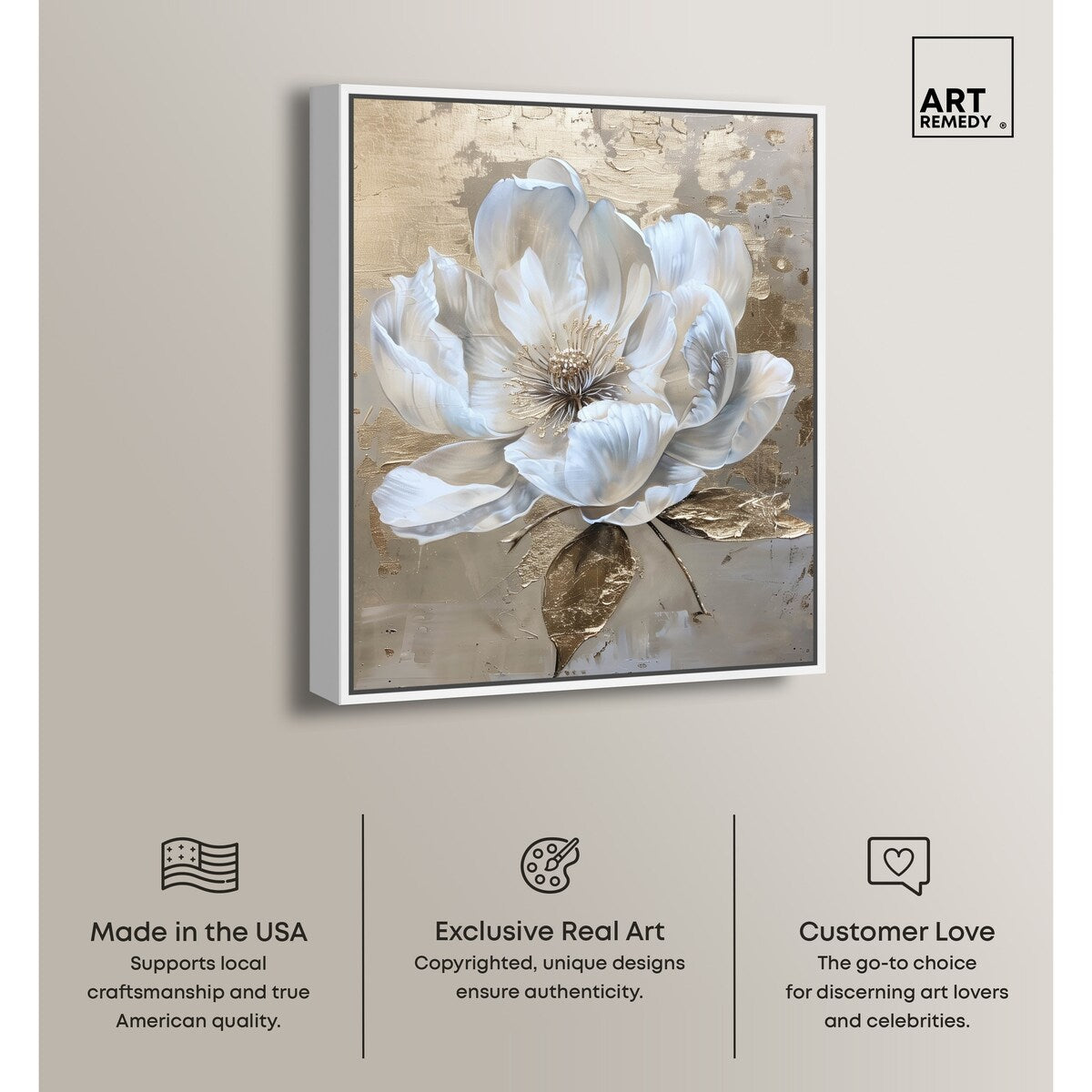 Art Remedy Athenas Flower Framed Floral Fine 1 Piece Canvas Wall Art