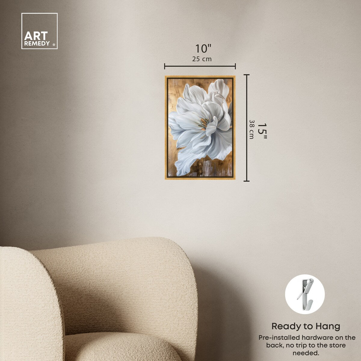 Art Remedy Bloom White Petals Framed Floral Fine 1 Piece Canvas Wall Art