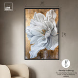 Art Remedy Bloom White Petals Framed Floral Fine 1 Piece Canvas Wall Art