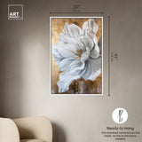 Art Remedy Bloom White Petals Framed Floral Fine 1 Piece Canvas Wall Art