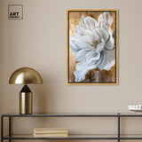 Art Remedy Bloom White Petals Framed Floral Fine 1 Piece Canvas Wall Art