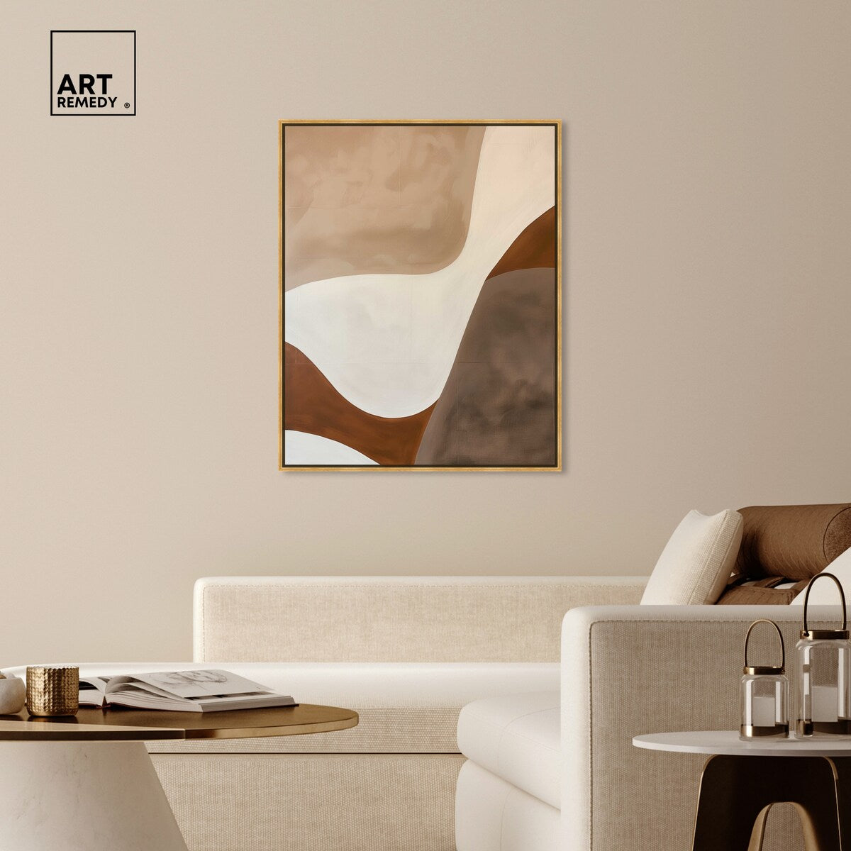 Art Remedy Dream Away Framed Abstract Shapes 1 Piece Canvas Wall Art