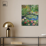 Art Remedy Impressionist Pond Gallery Wrapped Impressionism 1 Piece Canvas Wall Art /Monet And Van Gogh Inspired Art