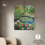 Art Remedy Impressionist Pond Gallery Wrapped Impressionism 1 Piece Canvas Wall Art /Monet And Van Gogh Inspired Art