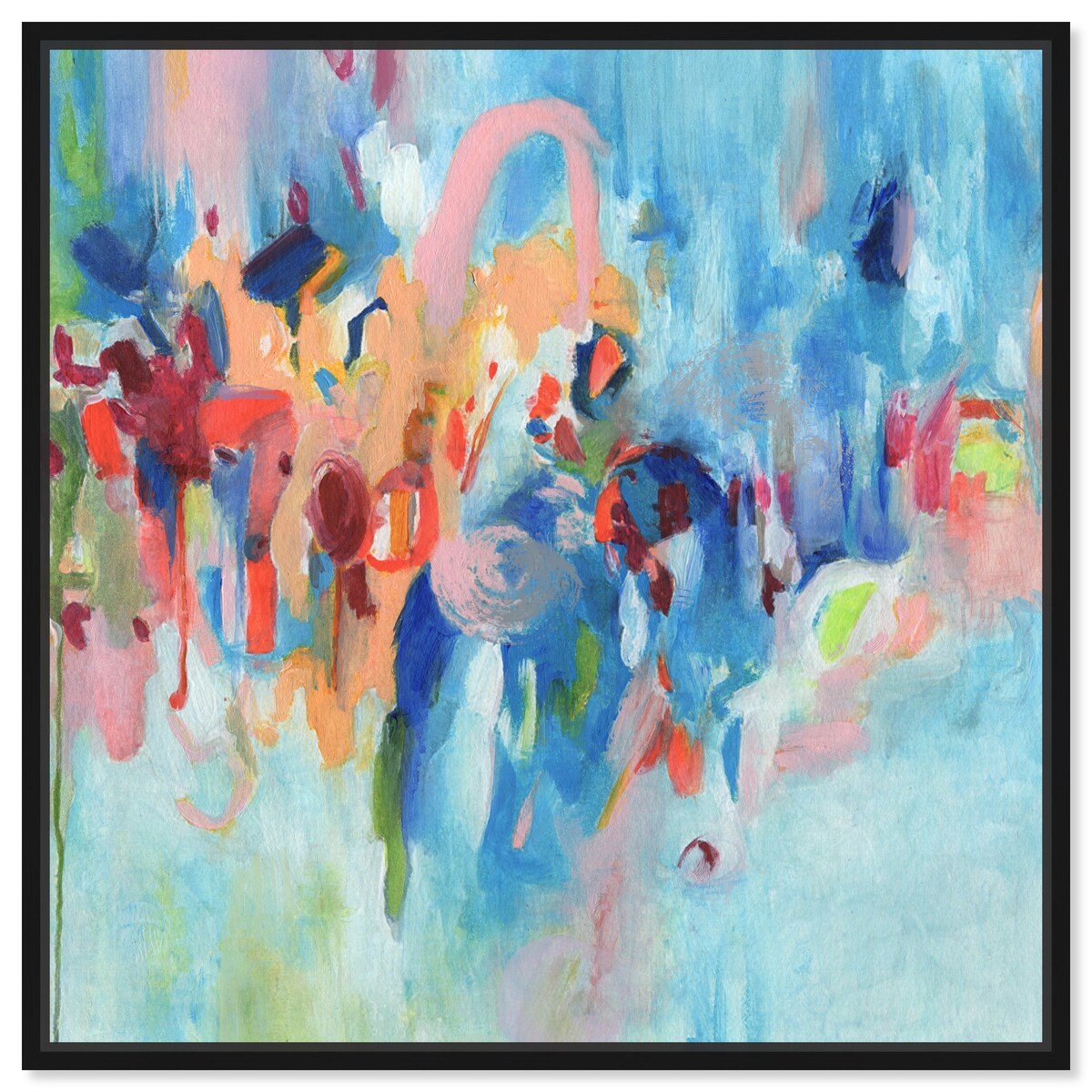 Art Remedy New Sky Framed Blue Abstract 1 Piece Canvas Wall Art
