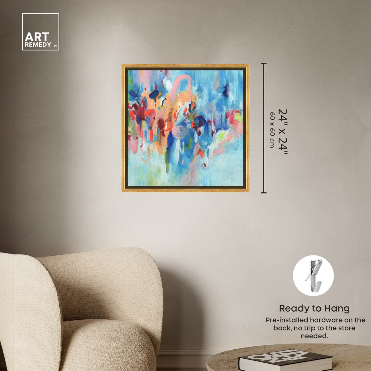Art Remedy New Sky Framed Blue Abstract 1 Piece Canvas Wall Art