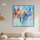 Art Remedy New Sky Framed Blue Abstract 1 Piece Canvas Wall Art