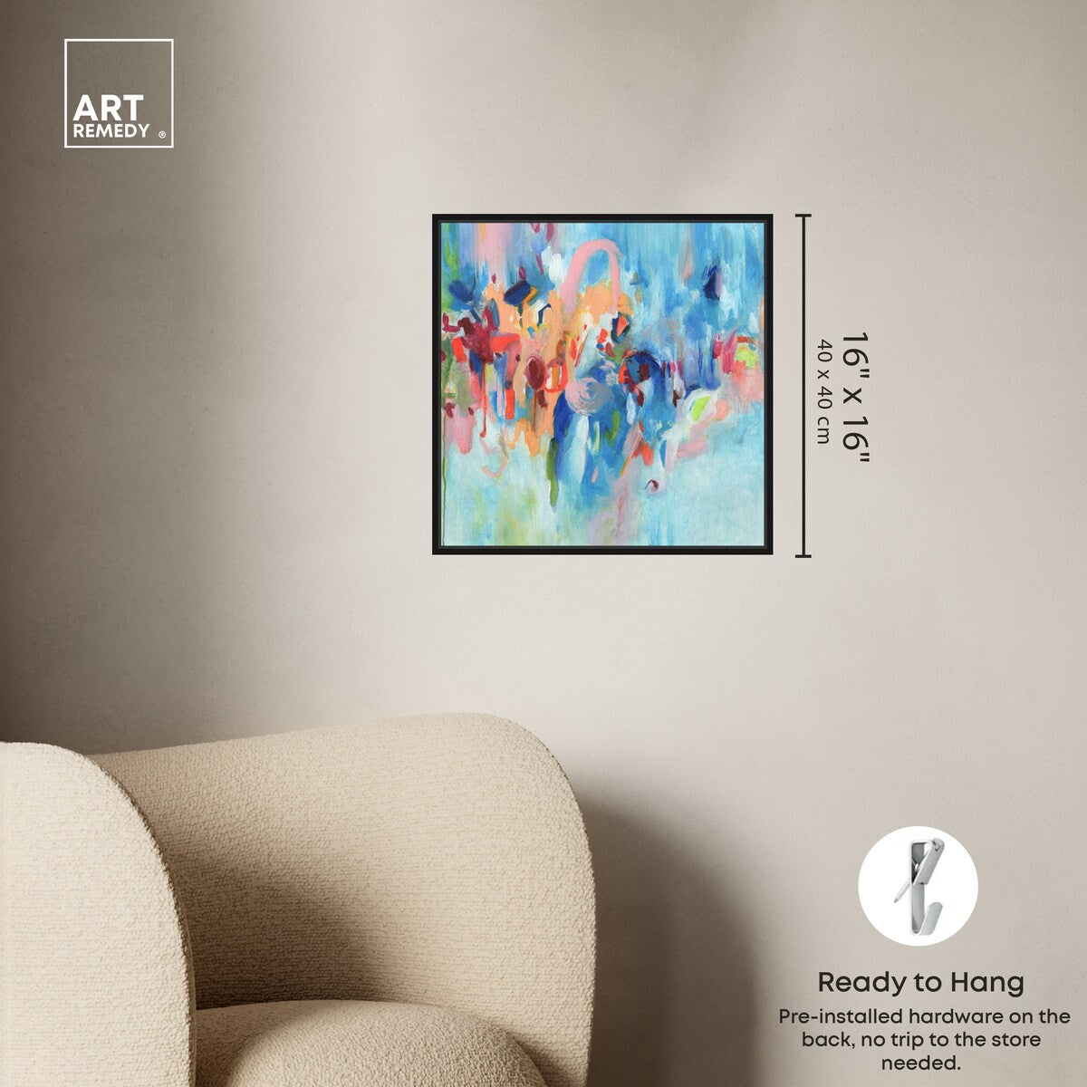 Art Remedy New Sky Framed Blue Abstract 1 Piece Canvas Wall Art