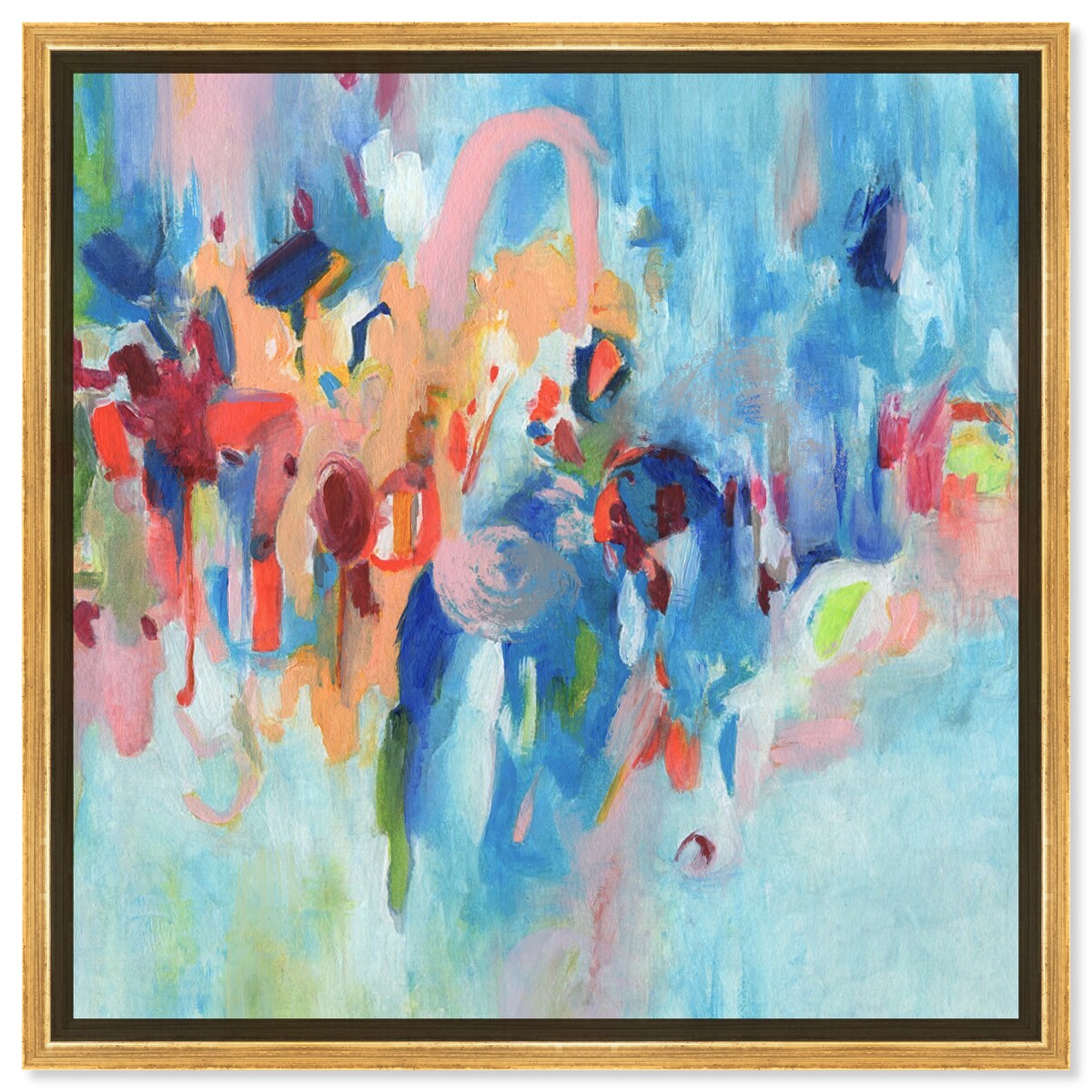 Art Remedy New Sky Framed Blue Abstract 1 Piece Canvas Wall Art