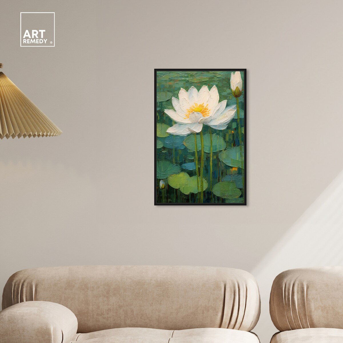 Art Remedy This Is My Waterlily Framed Impressionism 1 Piece Canvas Wall Art /Monet And Van Gogh Inspired Art