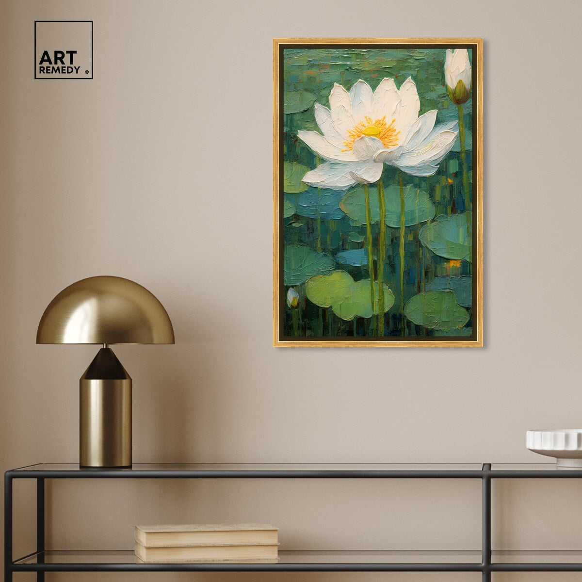Art Remedy This Is My Waterlily Framed Impressionism 1 Piece Canvas Wall Art /Monet And Van Gogh Inspired Art