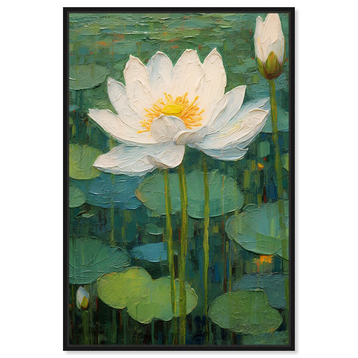 Art Remedy This Is My Waterlily Framed Impressionism 1 Piece Canvas Wall Art /Monet And Van Gogh Inspired Art