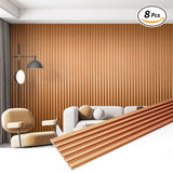 Art3d 104'' X 6.7'' Slat Wall Panel for Modern Decor, WPC Wall Paneling, Metallic Finish(Set of 8)