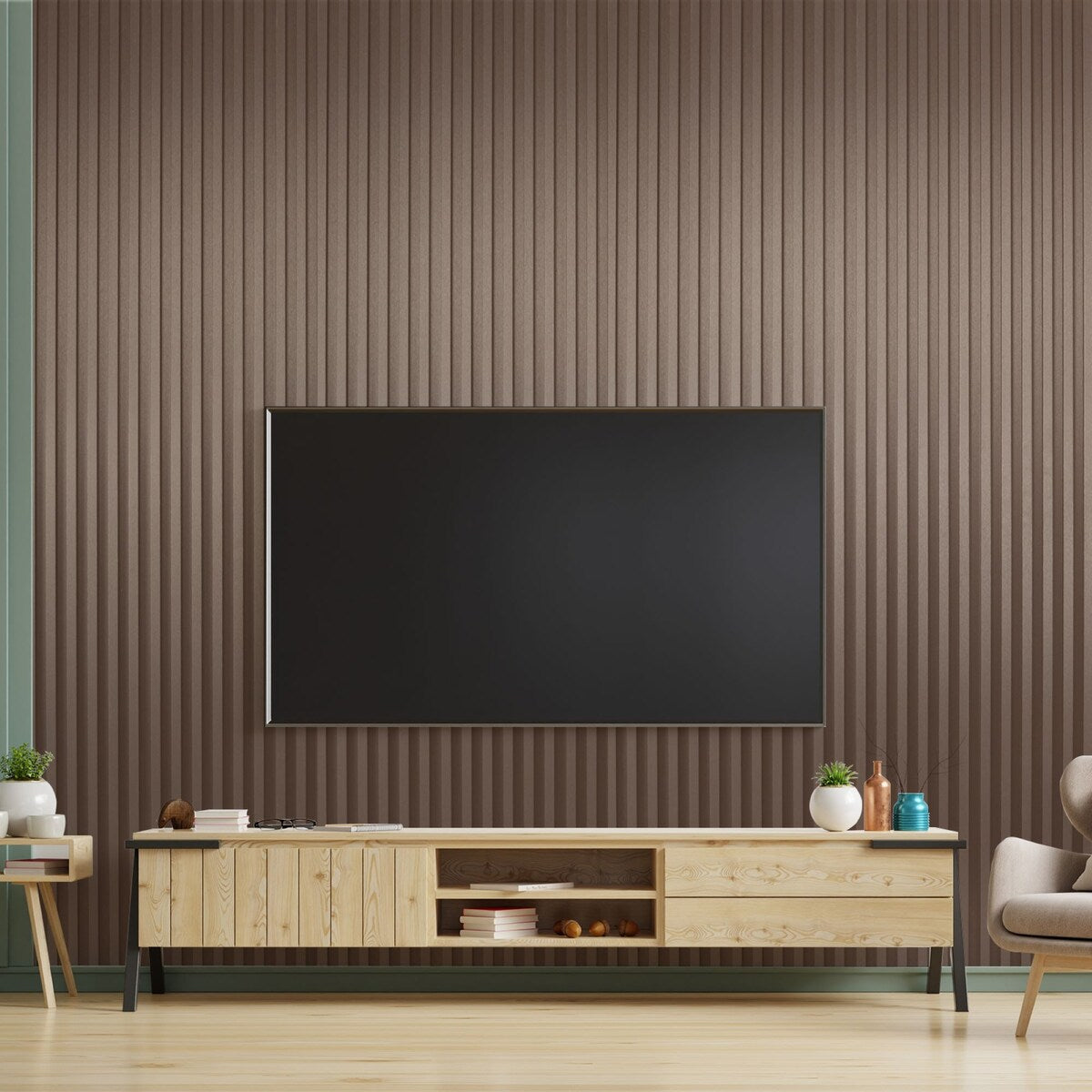 Art3d 104'' X 6.7'' Slat Wall Panel for Modern Decor, WPC Wall Paneling, Metallic Finish(Set of 8)