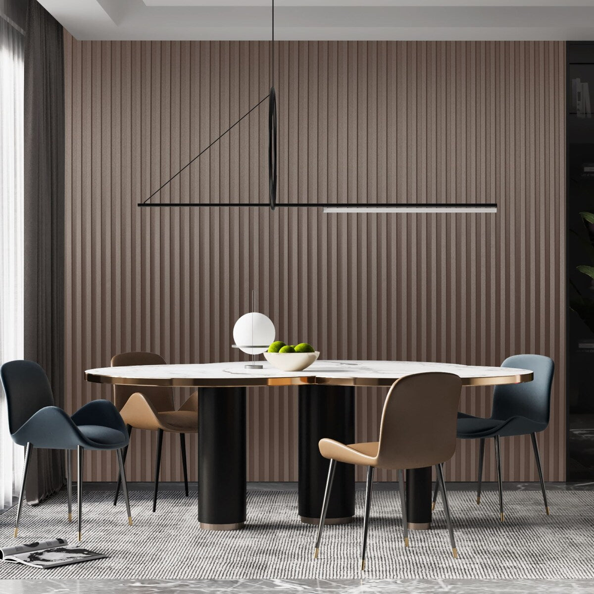 Art3d 104'' X 6.7'' Slat Wall Panel for Modern Decor, WPC Wall Paneling, Metallic Finish(Set of 8)