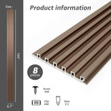 Art3d 104'' X 6.7'' Slat Wall Panel for Modern Decor, WPC Wall Paneling, Metallic Finish(Set of 8)