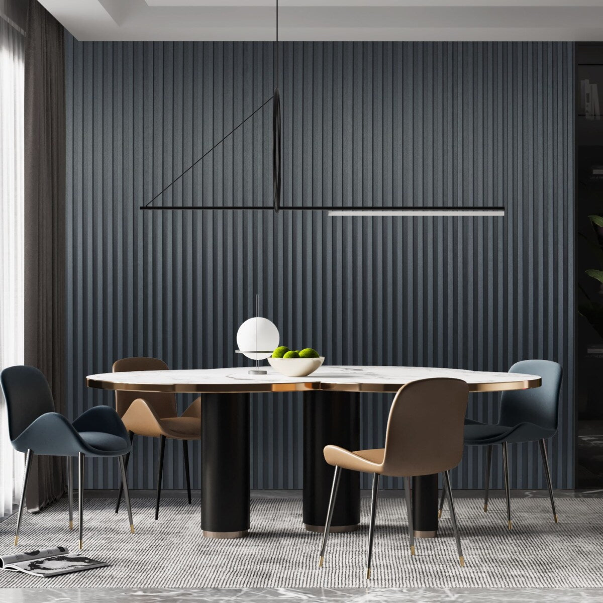 Art3d 104'' X 6.7'' Slat Wall Panel for Modern Decor, WPC Wall Paneling, Metallic Finish(Set of 8)