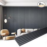 Art3d 104'' X 6.7'' Slat Wall Panel for Modern Decor, WPC Wall Paneling, Metallic Finish(Set of 8)