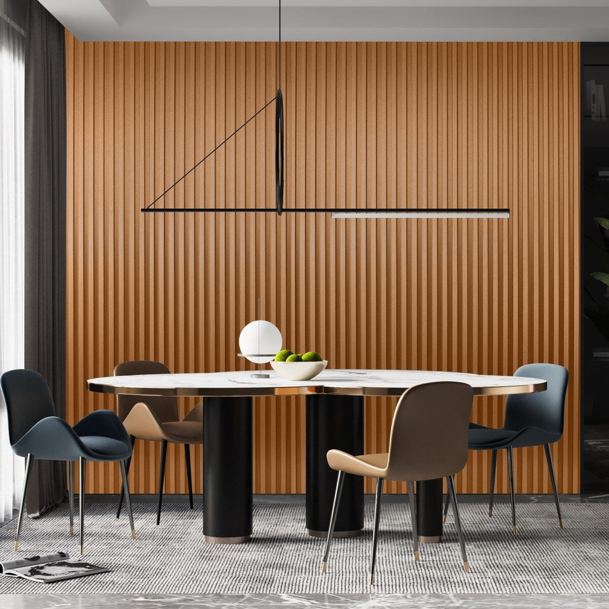 Art3d 104'' X 6.7'' Slat Wall Panel for Modern Decor, WPC Wall Paneling, Metallic Finish(Set of 8)