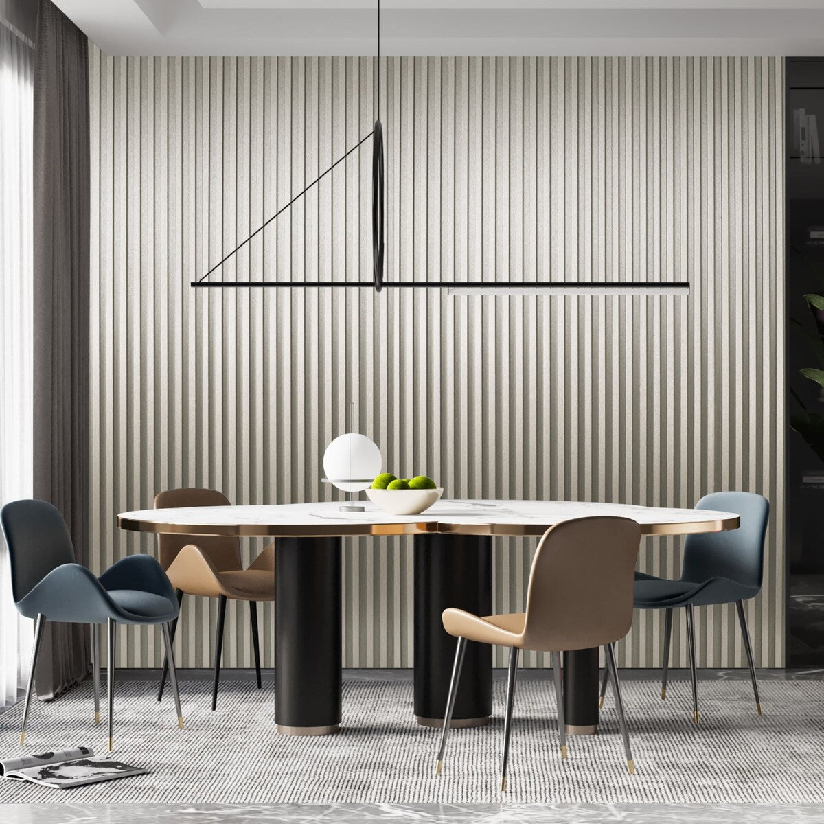 Art3d 104'' X 6.7'' Slat Wall Panel for Modern Decor, WPC Wall Paneling, Metallic Finish(Set of 8)