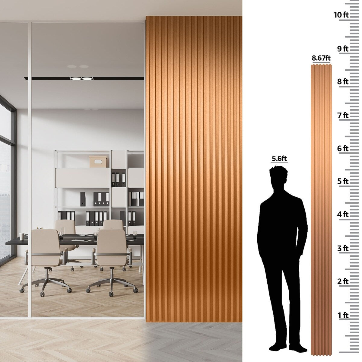 Art3d 104'' X 6.7'' Slat Wall Panel for Modern Decor, WPC Wall Paneling, Metallic Finish(Set of 8)