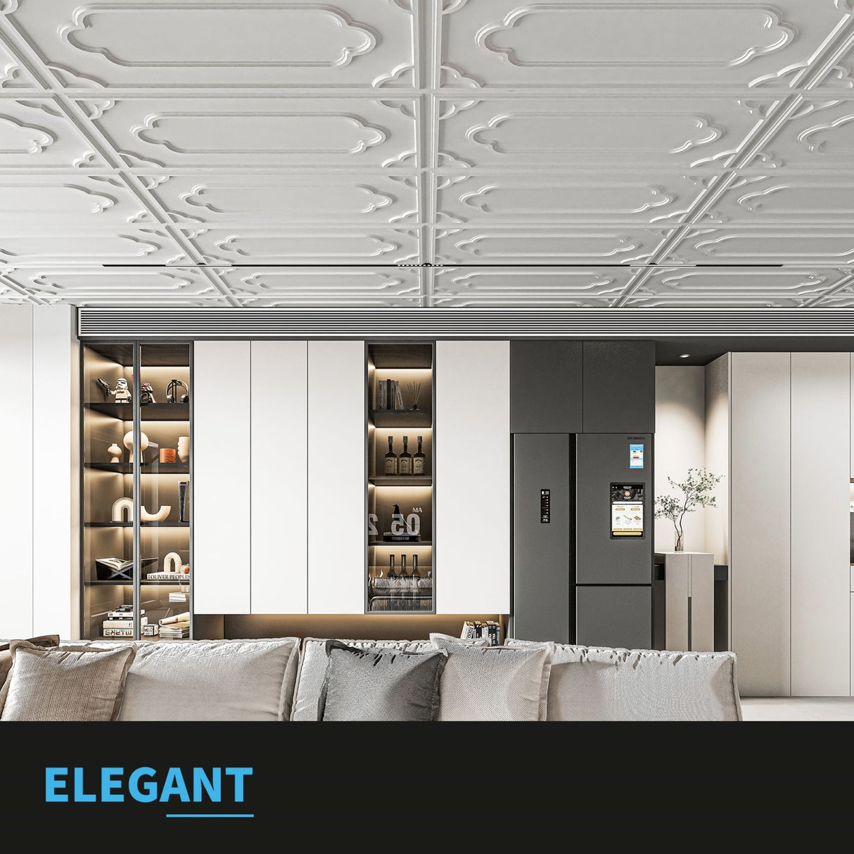 Art3d 2X4 ft PVC Lay-in Ceiling Tiles, Decorative Ceiling Tiles,12-Pack