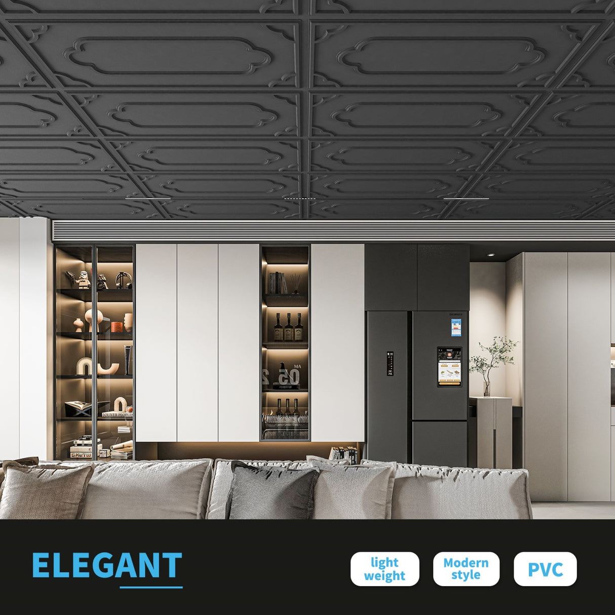 Art3d 2X4 ft PVC Lay-in Ceiling Tiles, Decorative Ceiling Tiles,12-Pack