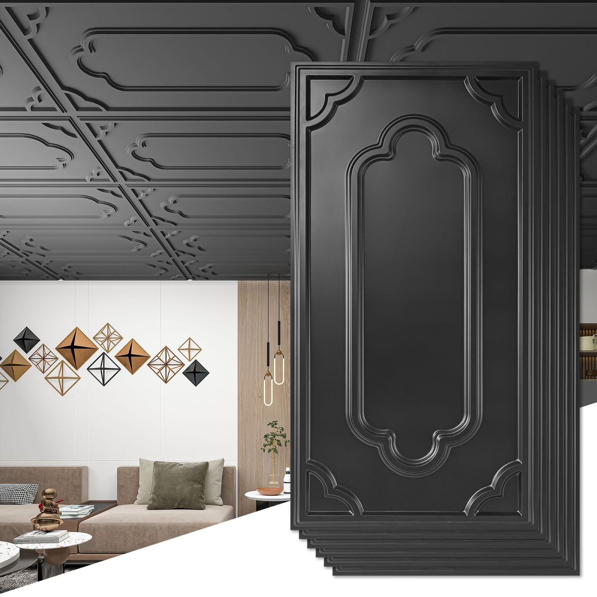 Art3d 2X4 ft PVC Lay-in Ceiling Tiles, Decorative Ceiling Tiles,12-Pack