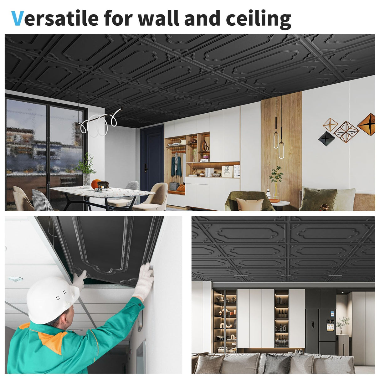 Art3d 2X4 ft PVC Lay-in Ceiling Tiles, Decorative Ceiling Tiles,12-Pack