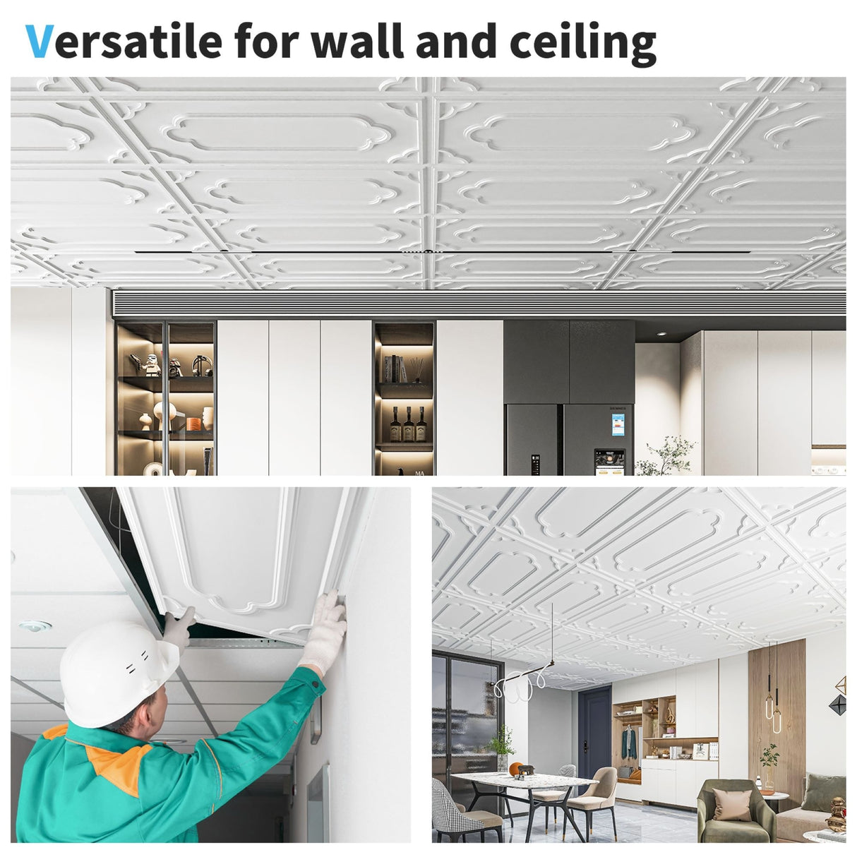 Art3d 2X4 ft PVC Lay-in Ceiling Tiles, Decorative Ceiling Tiles,12-Pack