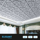 Art3d 2x2 ft. PVC Ceiling Tile, Fancy Classic Style in Argent Sliver,12 pcs