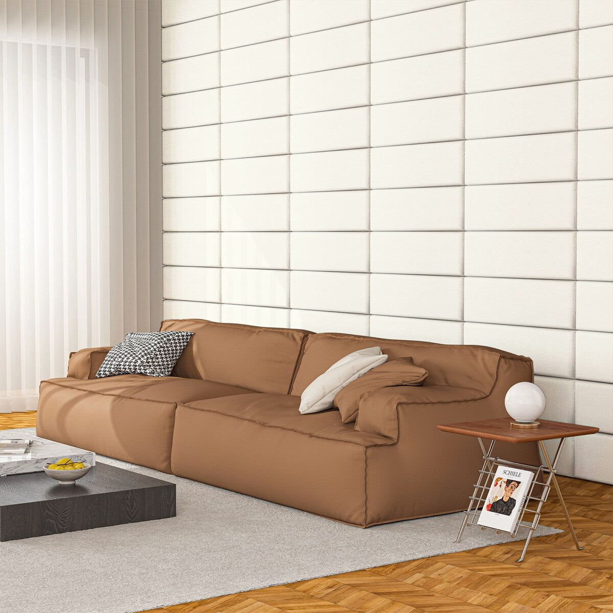Art3d 9.84" x 23.62" Peel and Stick Headboard,Pack of 12, 3D Soundproof Wall Panels, Upholstered Wall Panel