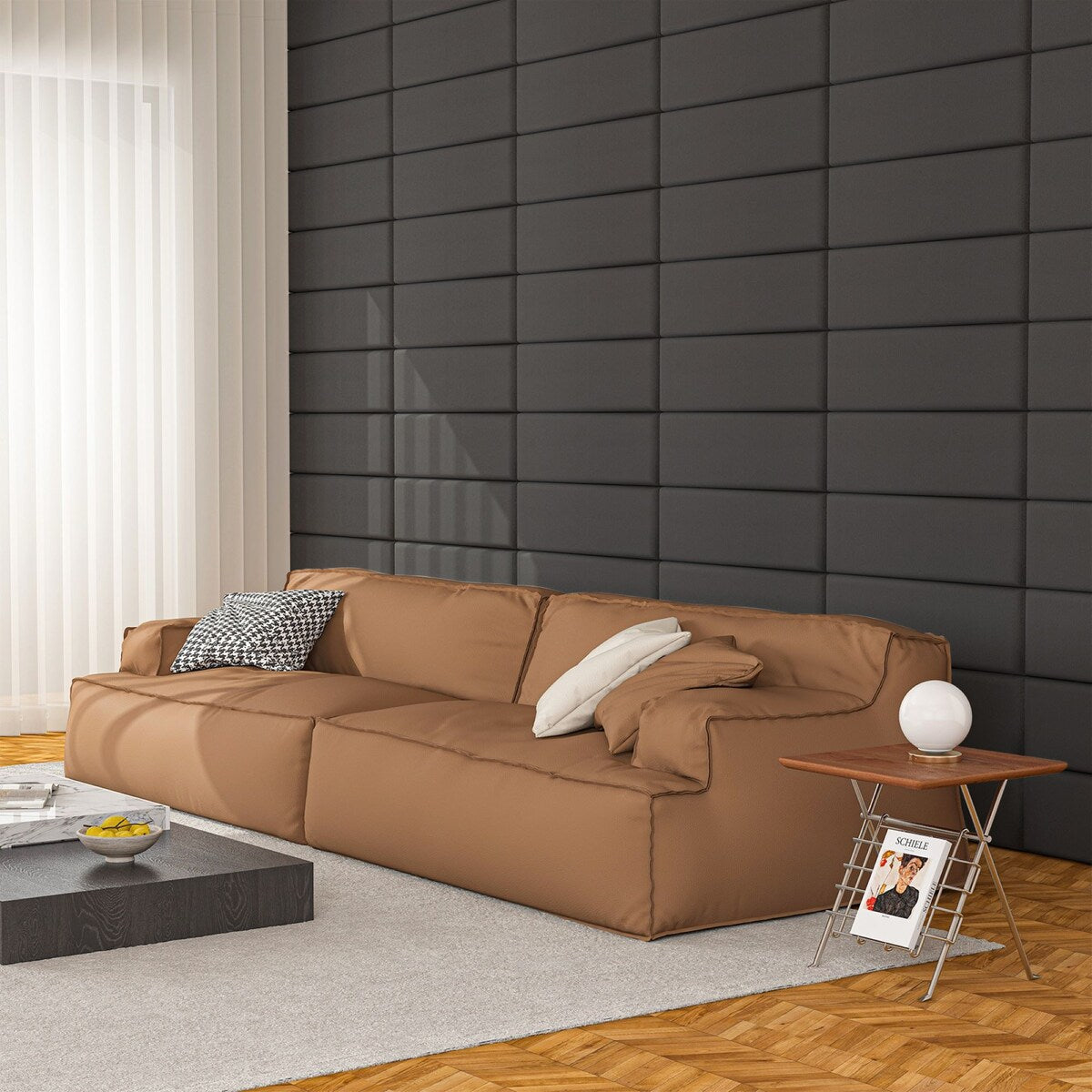 Art3d 9.84" x 23.62" Peel and Stick Headboard,Pack of 12, 3D Soundproof Wall Panels, Upholstered Wall Panel