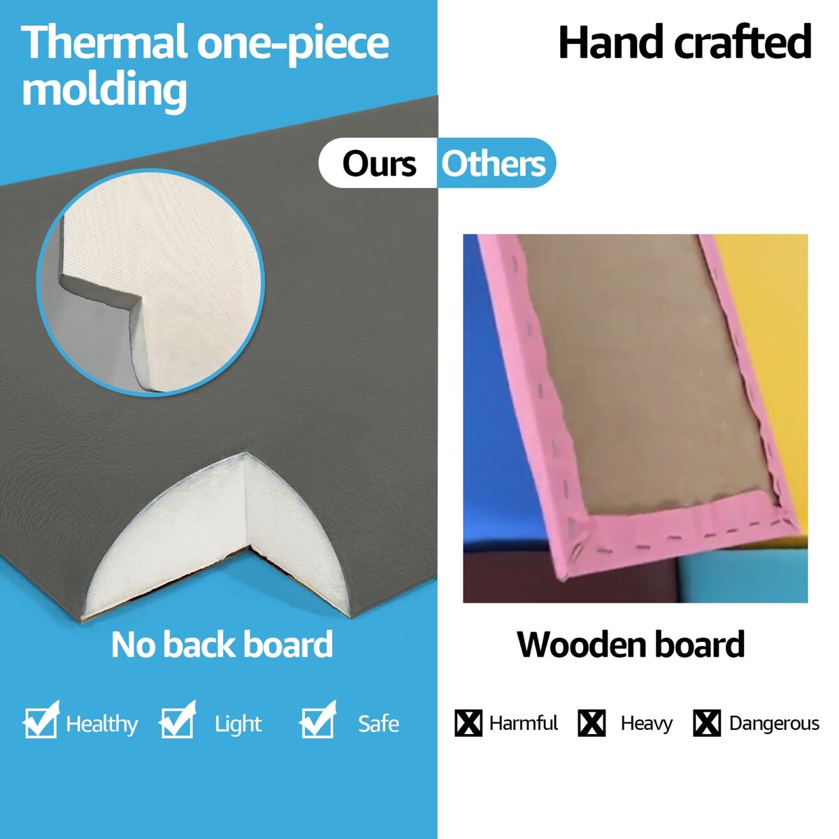 Art3d 9.84" x 23.62" Peel and Stick Headboard,Pack of 12, 3D Soundproof Wall Panels, Upholstered Wall Panel