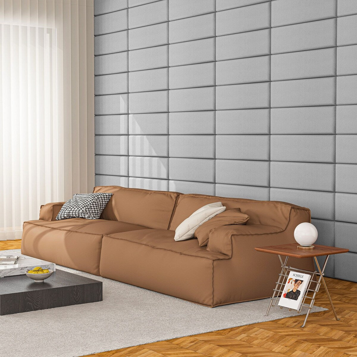 Art3d 9.84" x 23.62" Peel and Stick Headboard,Pack of 12, 3D Soundproof Wall Panels, Upholstered Wall Panel