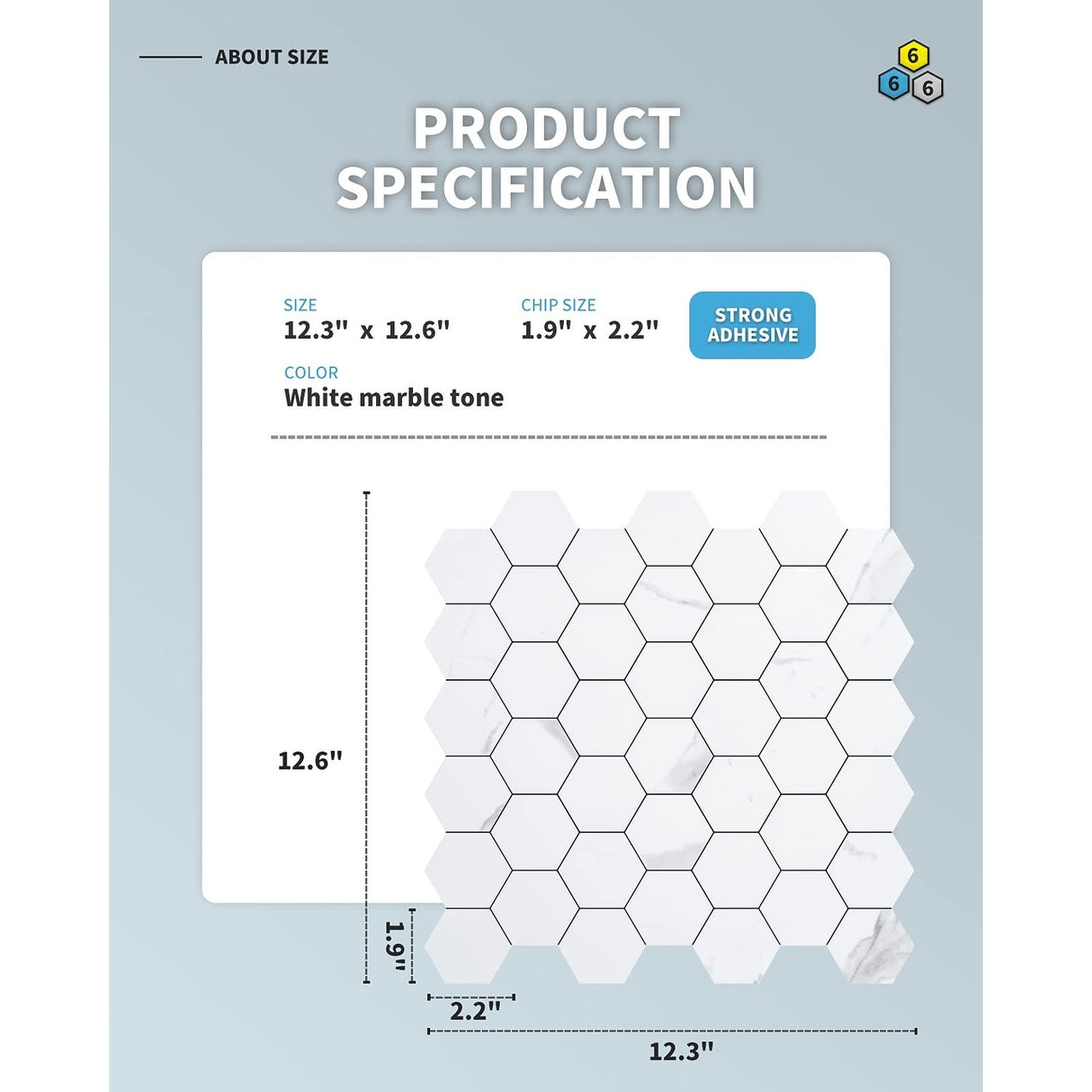 Art3d Peel and Stick Backsplash Tile for Kitchen, Bathroom, Self-Adhesive Tile Hexagon Mosaic Tiles