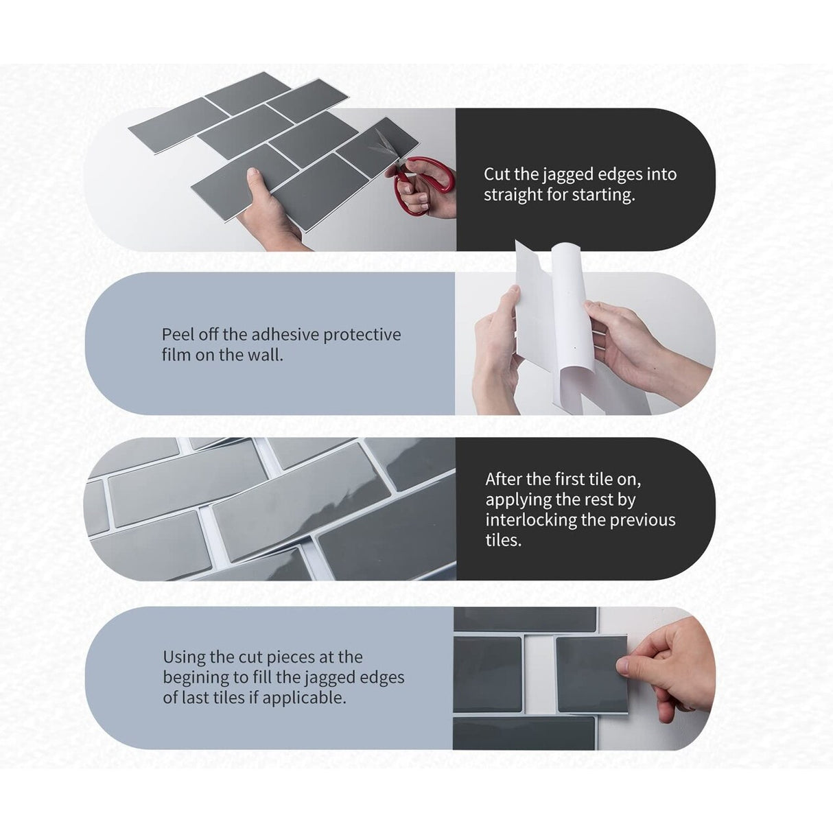 Art3d Peel and Stick Backsplash 14×12 in. Subway Tiles, Faux Ceramic Tiles (10 Tiles, Thicker Version)