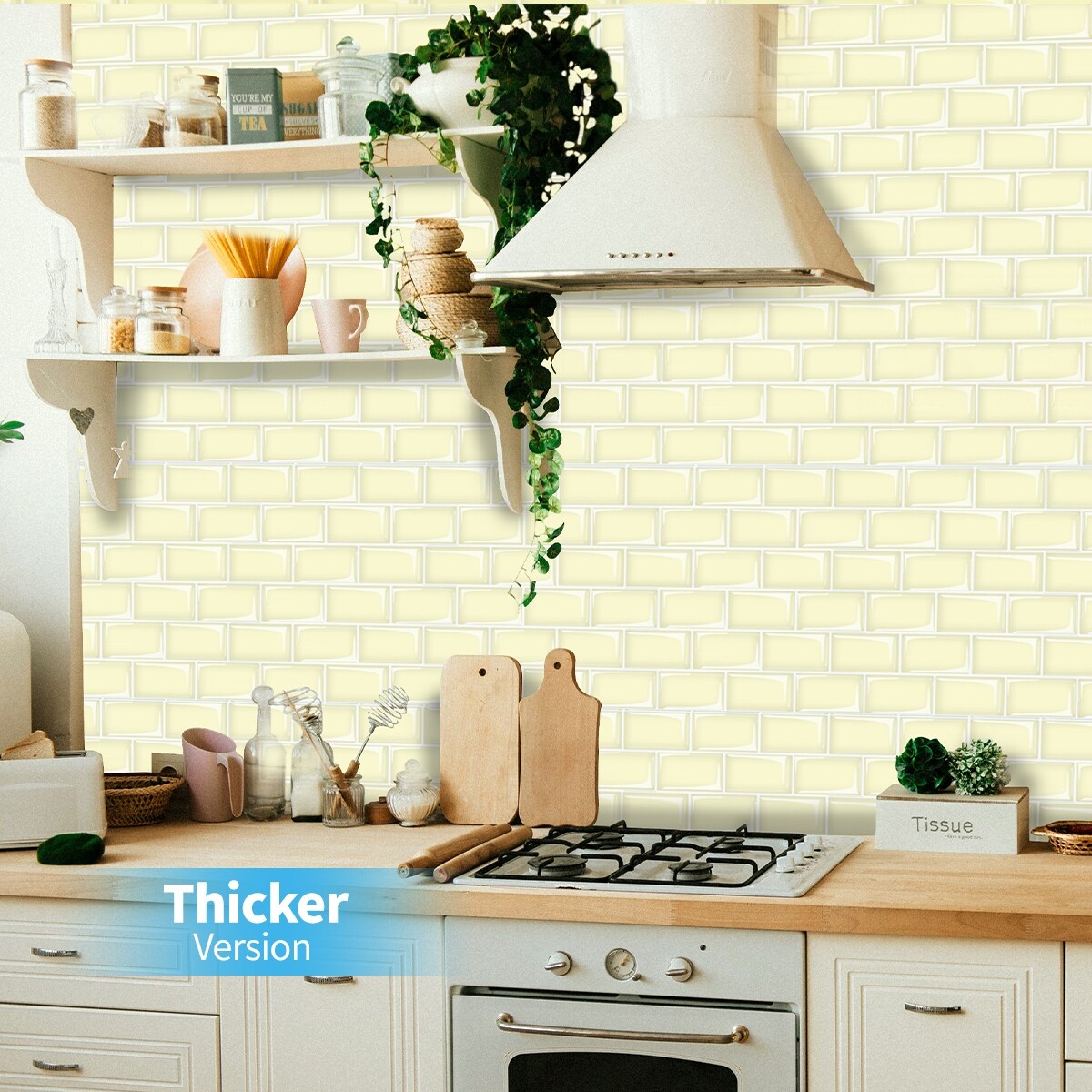 Art3d Peel and Stick Backsplash 14×12 in. Subway Tiles, Faux Ceramic Tiles (10 Tiles, Thicker Version)