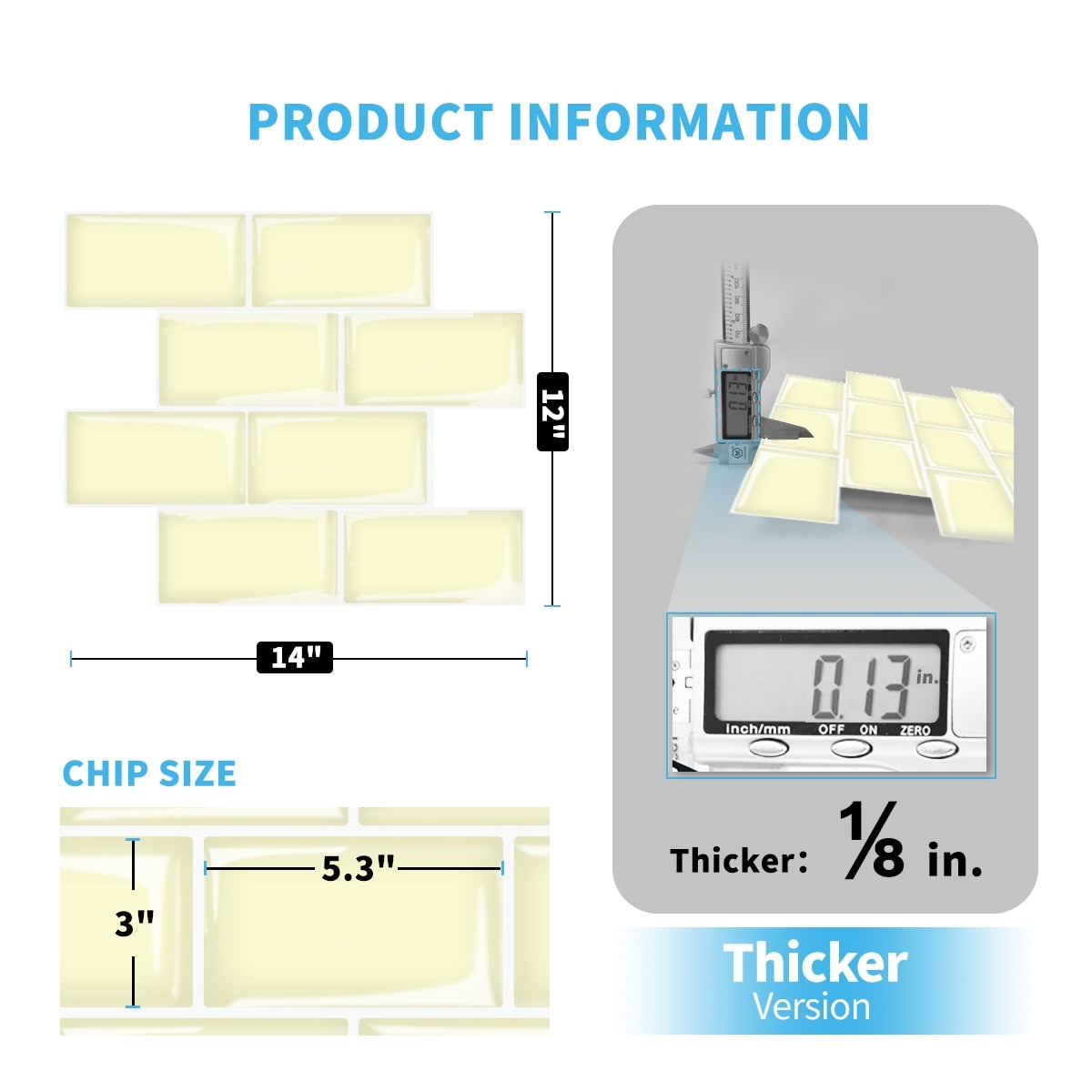 Art3d Peel and Stick Backsplash 14×12 in. Subway Tiles, Faux Ceramic Tiles (10 Tiles, Thicker Version)