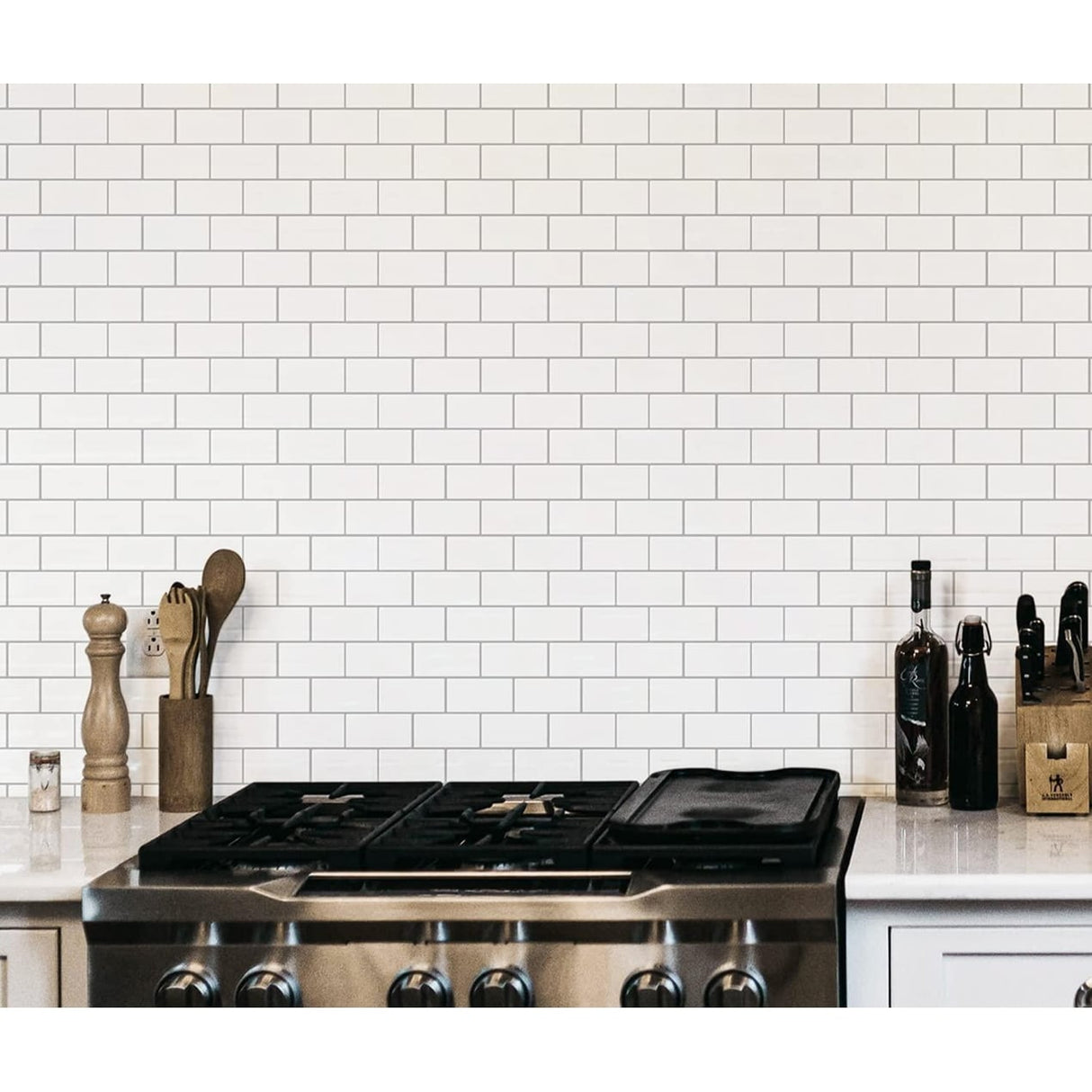 Art3d Peel and Stick Backsplash 14×12 in. Subway Tiles, Faux Ceramic Tiles (10 Tiles, Thicker Version)