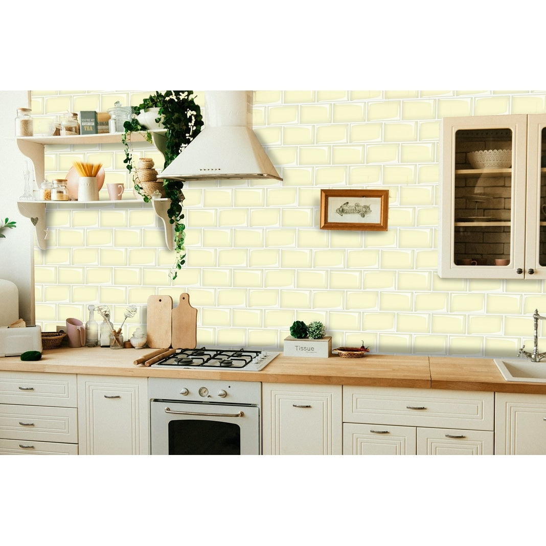 Art3d Peel and Stick Backsplash 14×12 in. Subway Tiles, Faux Ceramic Tiles (10 Tiles, Thicker Version)