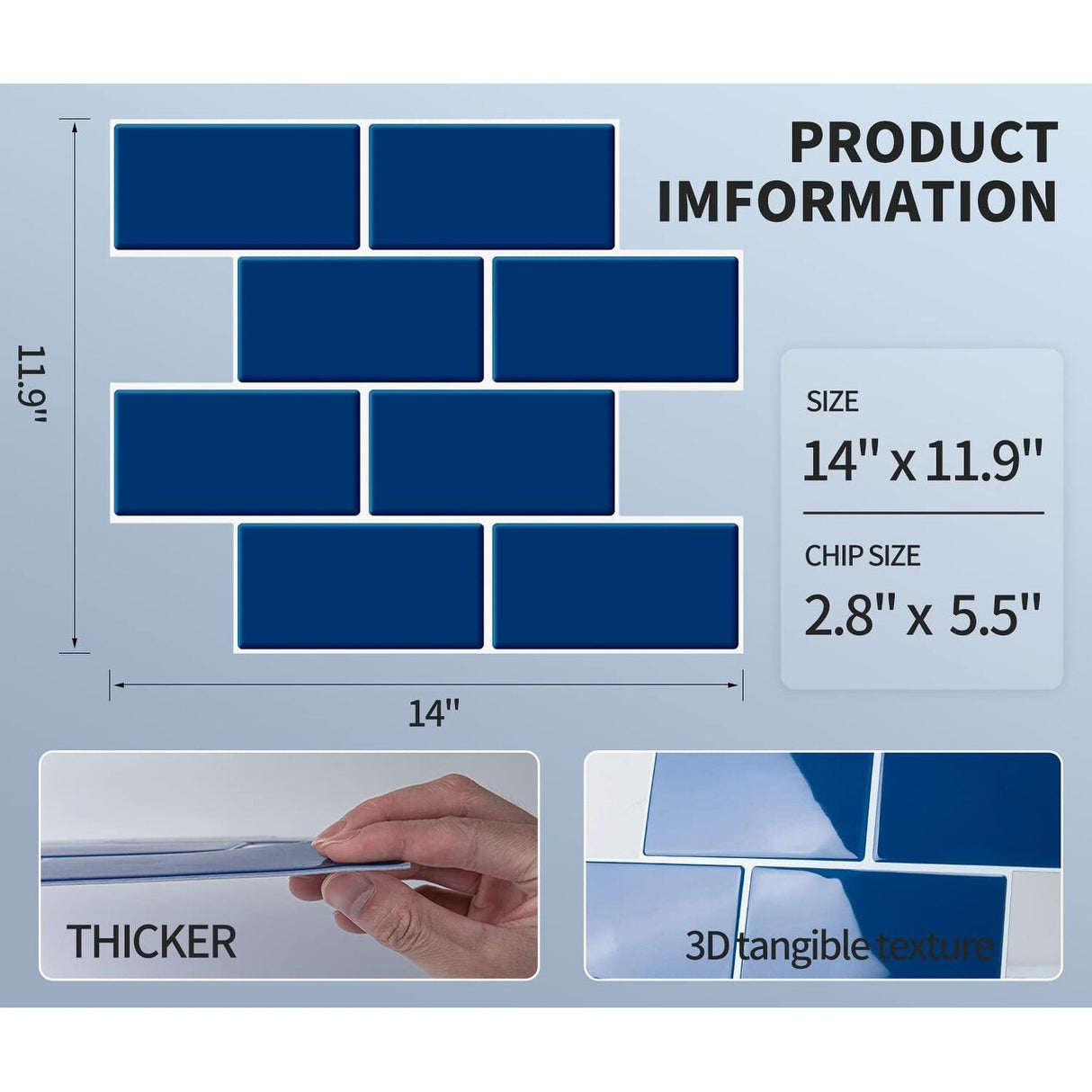 Art3d Peel and Stick Backsplash 14×12 in. Subway Tiles, Faux Ceramic Tiles (10 Tiles, Thicker Version)