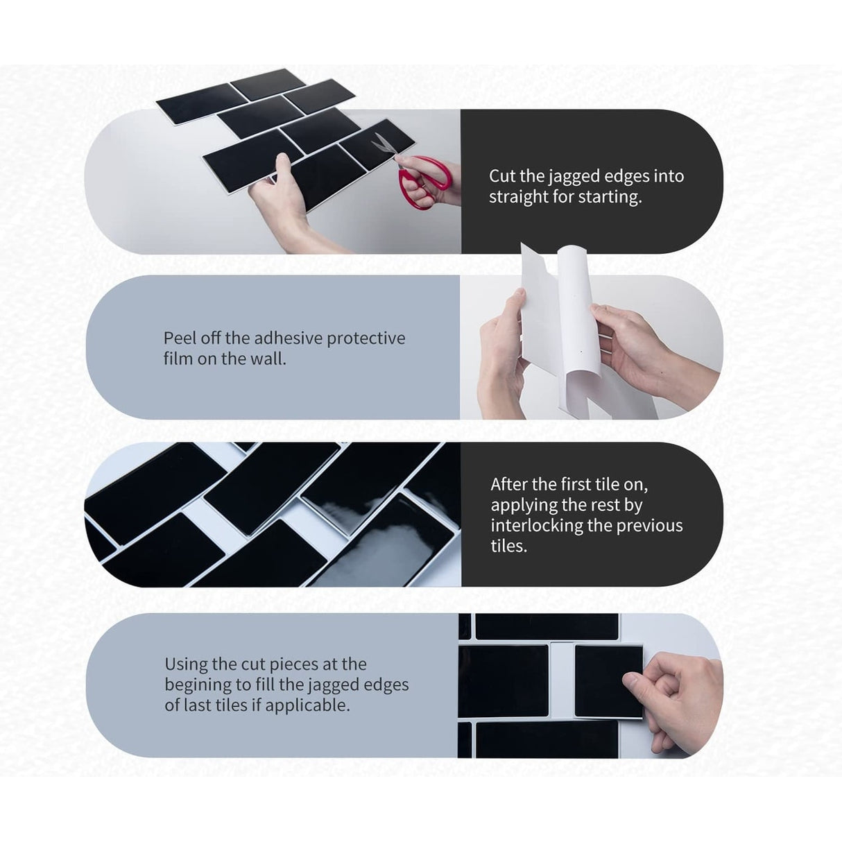 Art3d Peel and Stick Backsplash 14×12 in. Subway Tiles, Faux Ceramic Tiles (10 Tiles, Thicker Version)