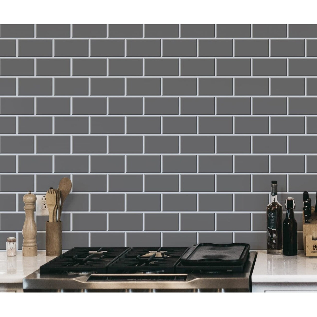 Art3d Peel and Stick Backsplash 14×12 in. Subway Tiles, Faux Ceramic Tiles (10 Tiles, Thicker Version)