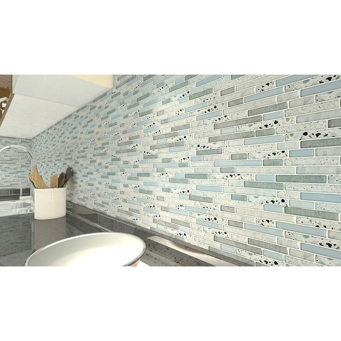 Art3d Peel and Stick Kitchen Backsplash Self-adhesive Wall Tile Stone, 10 Sheets