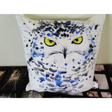 ArtHouse Innovations Snowy Owl Watercolor Splash Suede Throw Pillow
