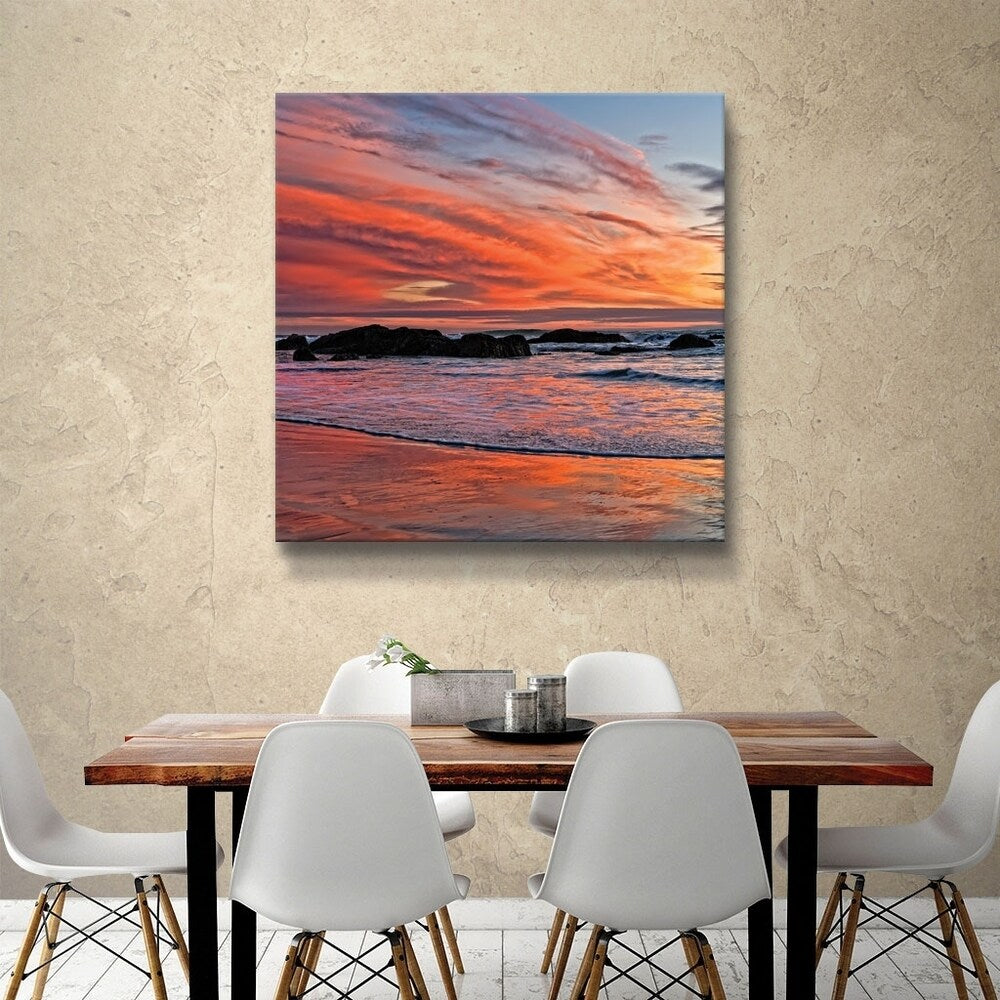 ArtWall Daniel Stein 'Calm Sunset Waves' Gallery Wrapped Canvas - Pink