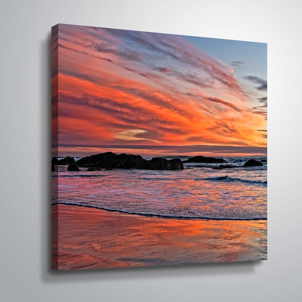 ArtWall Daniel Stein 'Calm Sunset Waves' Gallery Wrapped Canvas - Pink
