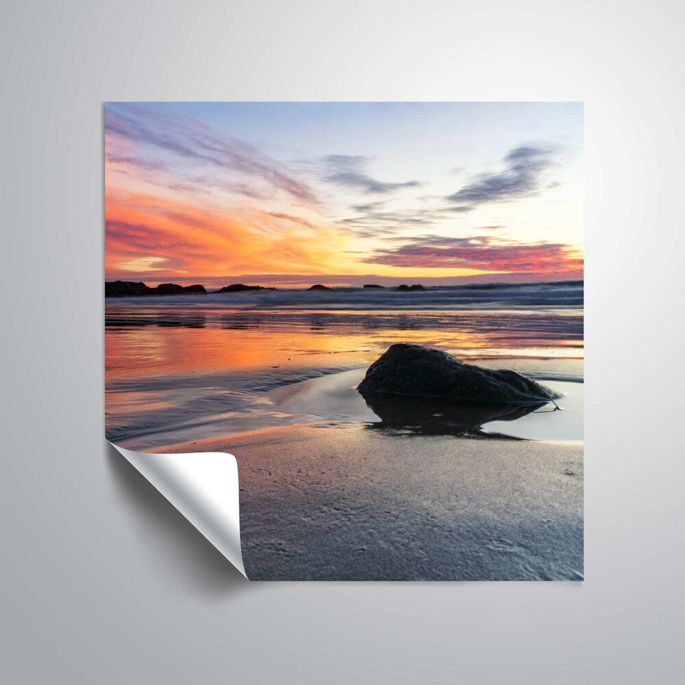 ArtWall Daniel Stein 'Single beach rock at sunset' Removable Wall Art