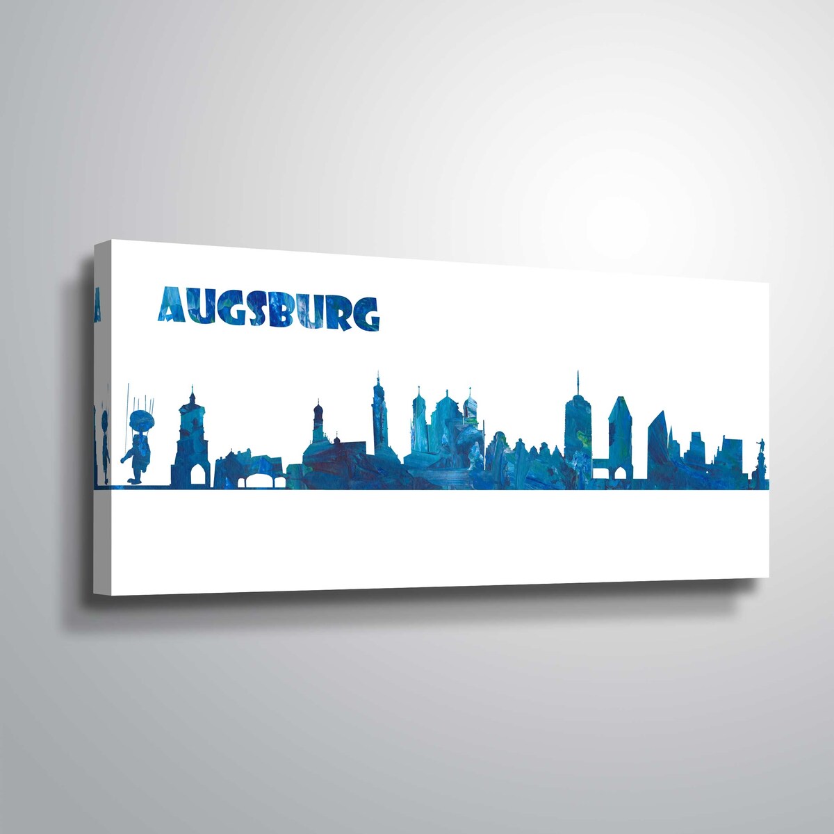 ArtWall Markus/Martina Bleichner 'Augsburg Skyline Scissor Cut LS' Gallery Wrapped Canvas - Blue